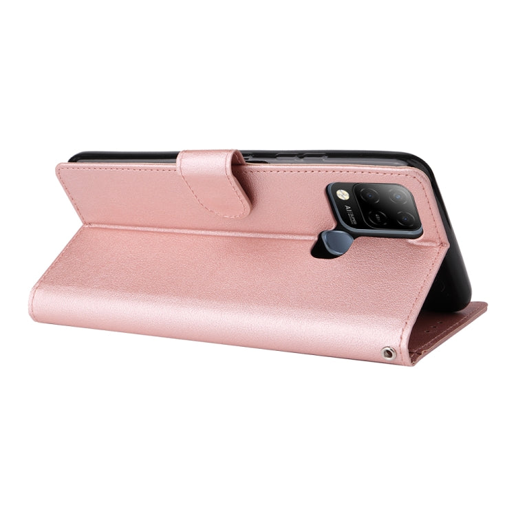 Estuche de Cuero para Infinix Hot 10S con Tapa Horizontal y Tres Ranuras para Tarjetas (Oro Rosa)