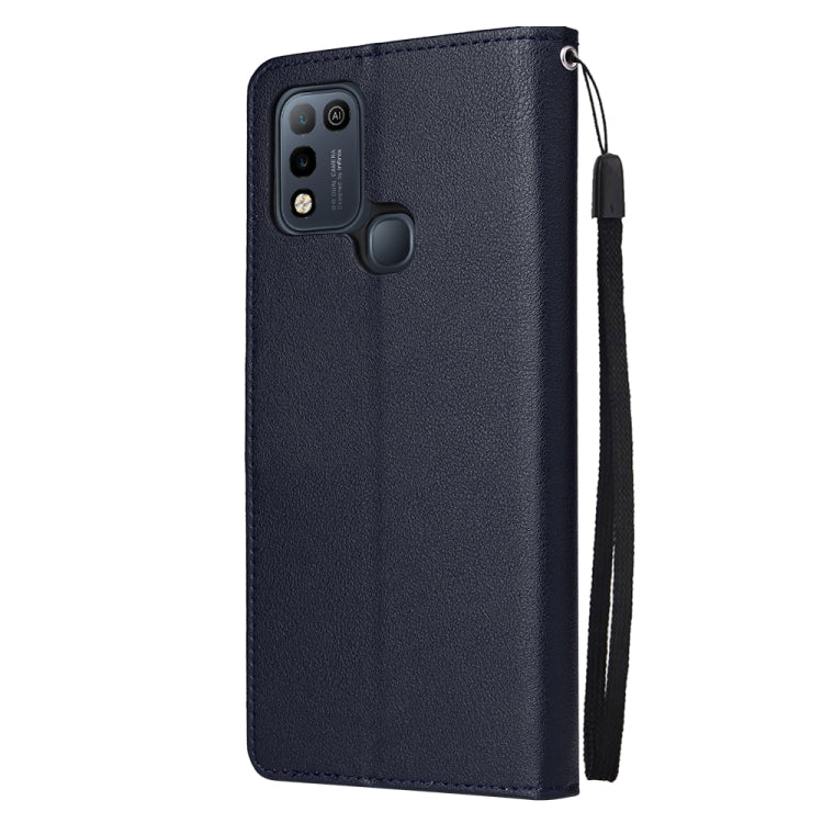 Estuche de Cuero para Infinix Smart 5 con Tapa Horizontal y 3 Ranuras para Tarjetas (Azul Marino)