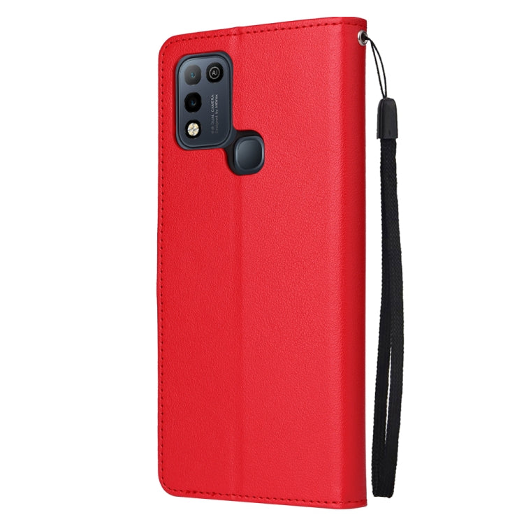 Estuche de Cuero para Infinix Smart 5 con Tapa Horizontal y 3 Ranuras para Tarjetas (Rojo)