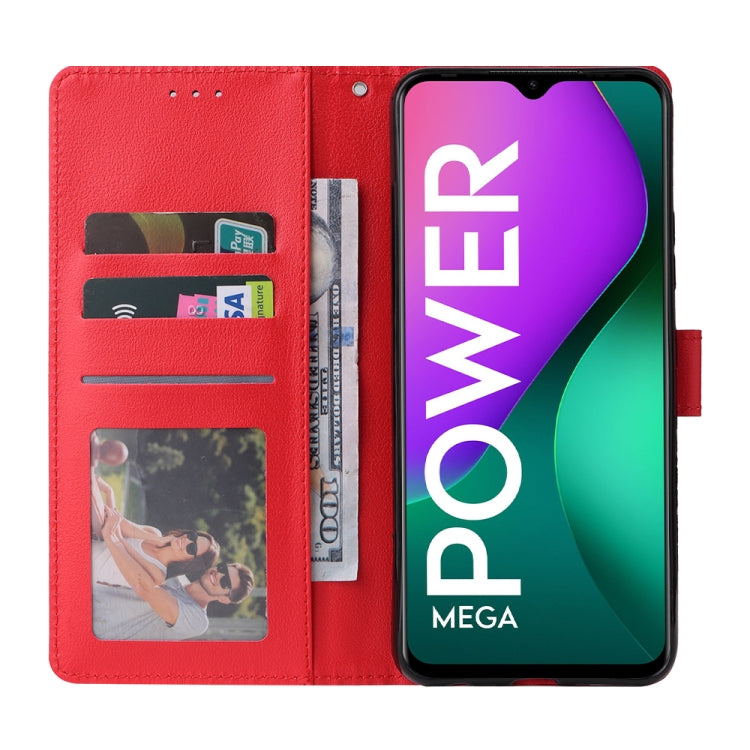Estuche de Cuero para Infinix Smart 5 con Tapa Horizontal y 3 Ranuras para Tarjetas (Rojo)