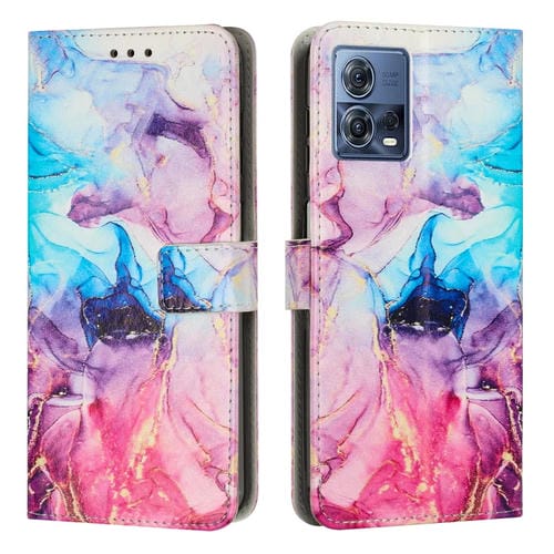 Estuche para Motorola Moto S30 Pro de Cuero con Patrón Mármol Pintado (Rosa Púrpura)