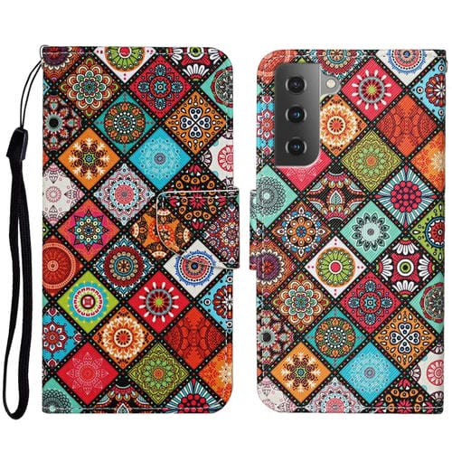 Para Samsung Galaxy S23+ 5G Estuche de teléfono de cuero con patrón de dibujo coloreado (estilo étnico)