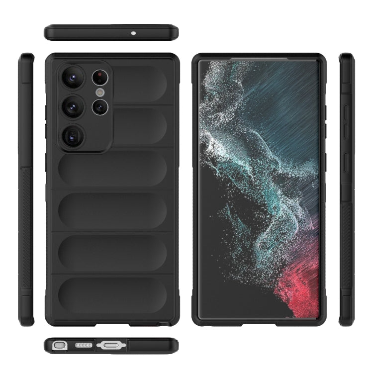 Para Samsung Galaxy S23 Ultra 5G Magic Shield TPU + Estuche para teléfono de franela (Azul oscuro)