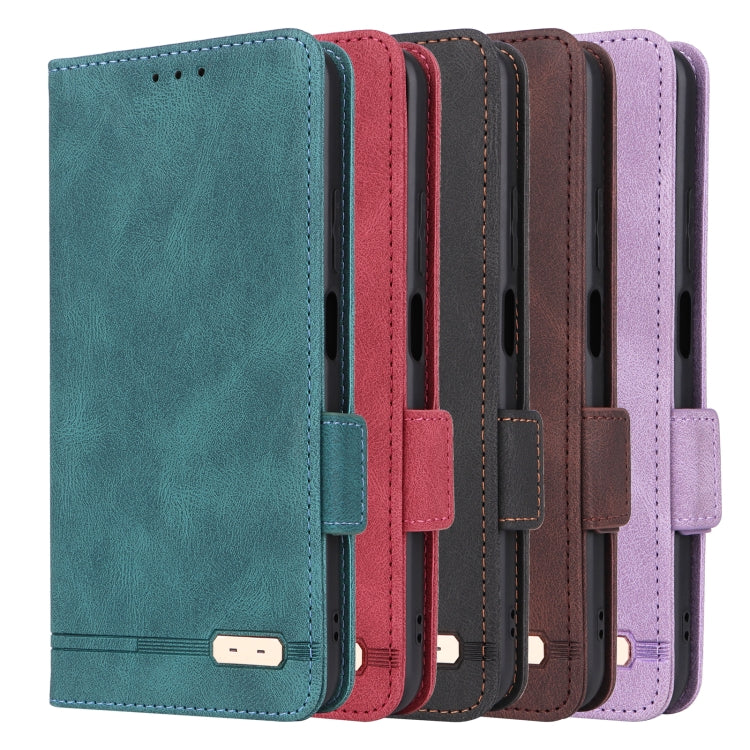 Para Samsung Galaxy A14 5G Funda de cuero con cierre magnético (Púrpura)