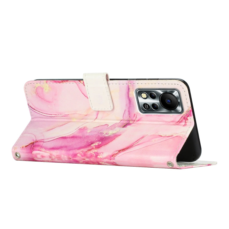 Para Infinix Hot 11s NFC Crossbody Funda de teléfono de cuero con patrón de mármol pintado (oro rosa)
