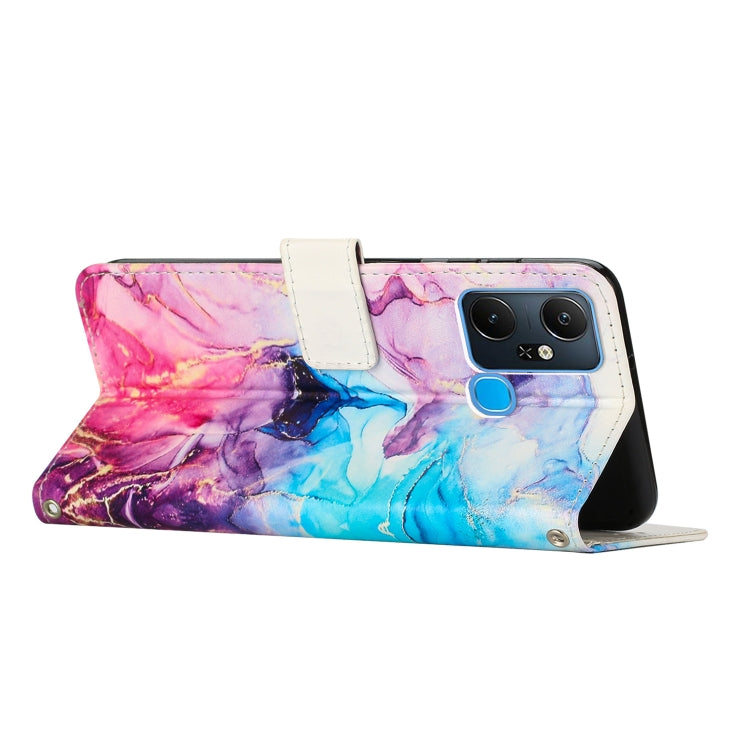 Para Infinix Smart 6 Plus Crossbody Funda de teléfono de cuero con patrón de mármol pintado (rosa púrpura)