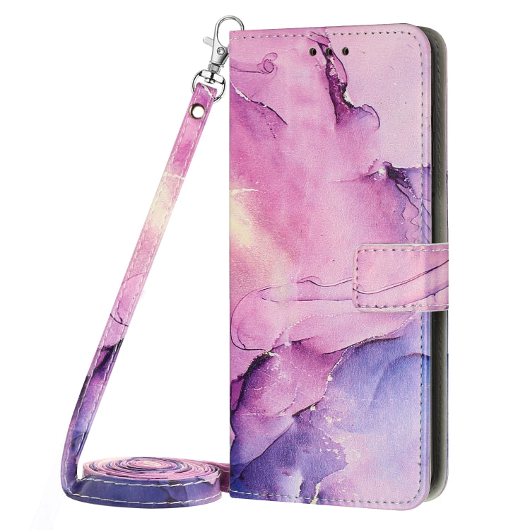 Para Infinix Hot 12i Crossbody Funda de teléfono de cuero con patrón de mármol pintado (púrpura)