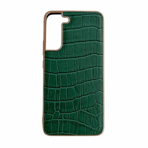 Funda para Samsung Galaxy S22+ 5G Cuero Genuino Cocodrilo Textura Galvanoplastia (Verde Oscuro)