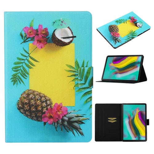 Funda de Cuero Galaxy Tab S5E T720 T725 con Soporte Ranura Tarjeta Suspensión (Piña)