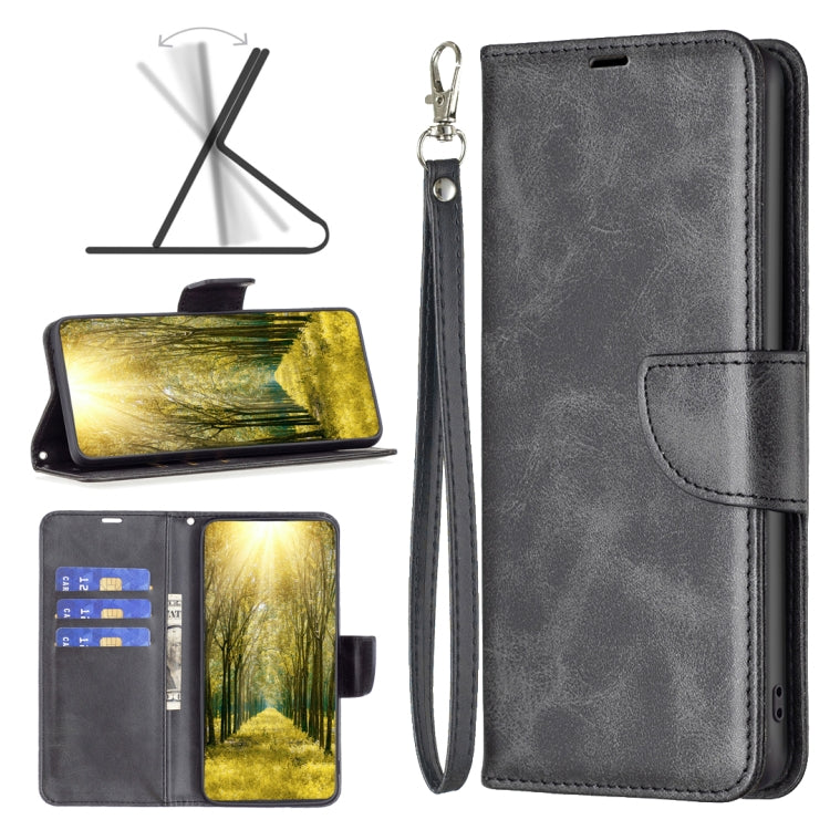Para Nokia X30 Textura de piel de cordero Funda de cuero de color puro para teléfono (Negro)