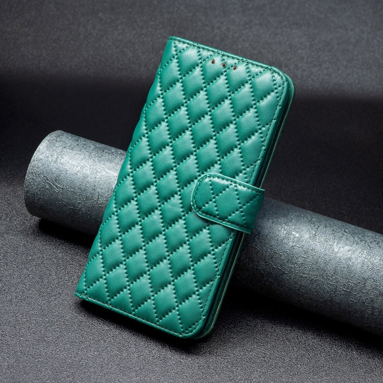 Para Google Pixel 7a Diamond Lattice Wallet Funda de cuero con tapa para teléfono (verde)