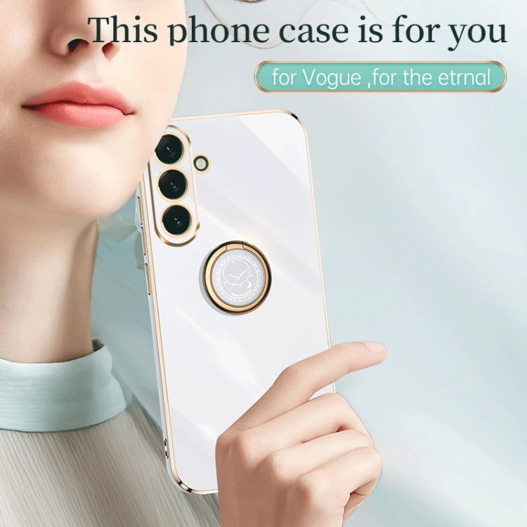 Para Samsung Galaxy A54 5G XINLI Straight Edge Electroplate TPU Funda para teléfono con anillo (Blanco)