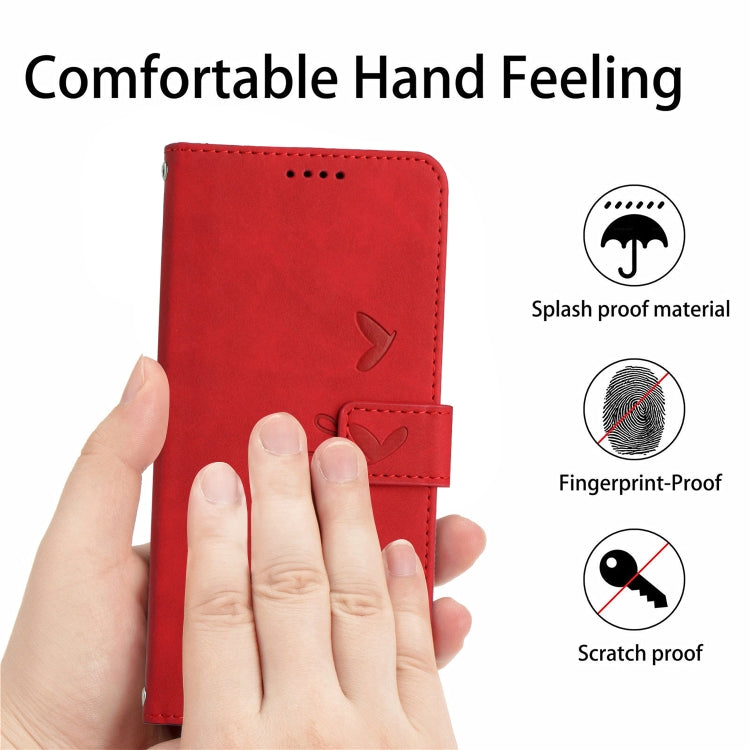 Para Samsung Galaxy A54 5G Skin Feel Heart Funda de cuero en relieve para teléfono (Rojo)