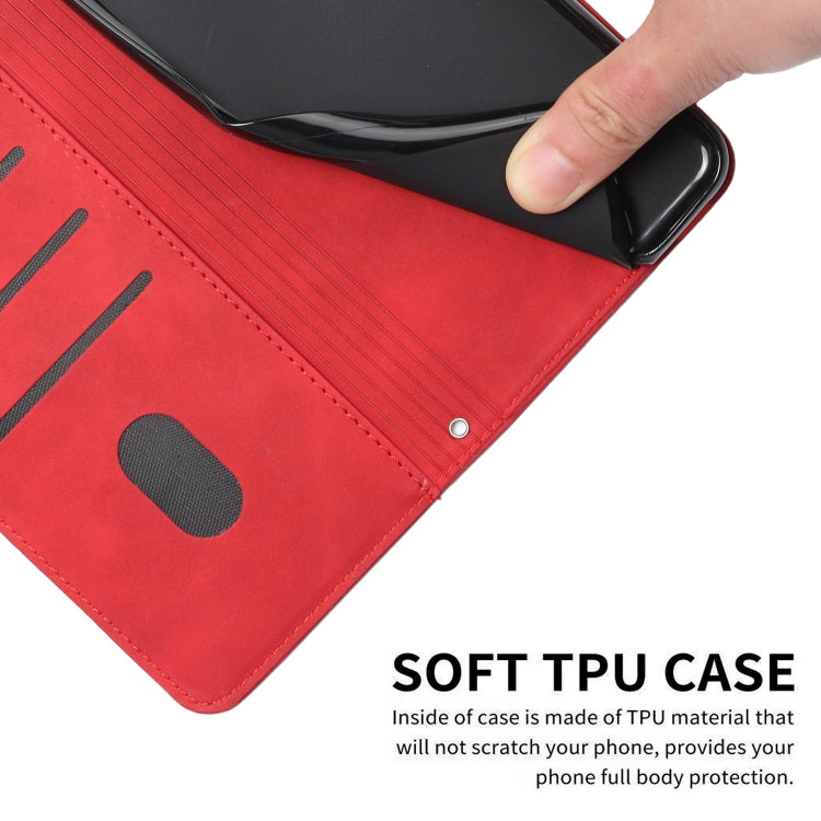 Para Samsung Galaxy A54 5G Skin Feel Heart Funda de cuero en relieve para teléfono (Rojo)