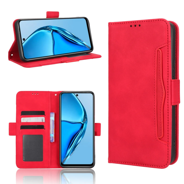Funda de Cuero para Infinix Hot 20 4G X682B con Ranuras para Tarjetas (Rojo)
