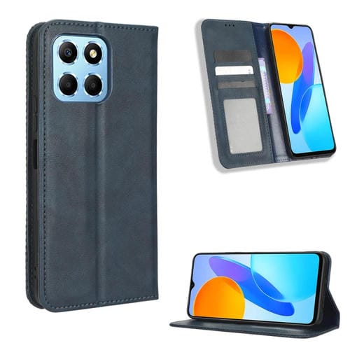 Funda de Cuero con Hebilla Magnética para Honor Play 6C / X8 5G / X6 4G (Azul)