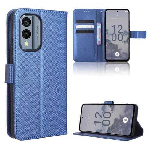 Funda para Nokia X30 5G con Textura Diamond de Cuero (Azul)