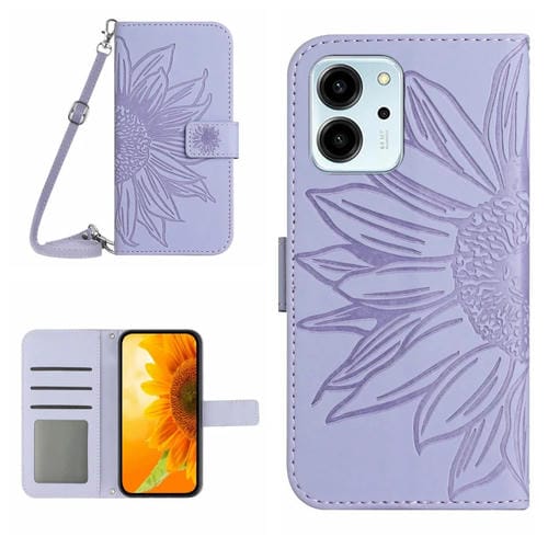 Funda de Cuero con Tapa en Relieve y Cordón para Honor 80 SE HT04 (Púrpura)