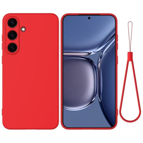 Funda de silicona líquida de color sólido para Samsung Galaxy S25 FE 5G, a prueba de caídas y cobertura total (roja)