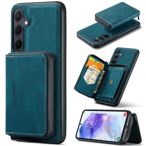 Funda para Teléfono Samsung Galaxy A55 5G Jeehood Cuero con Tapa Horizontal y Cremallera Magnética (Azul)