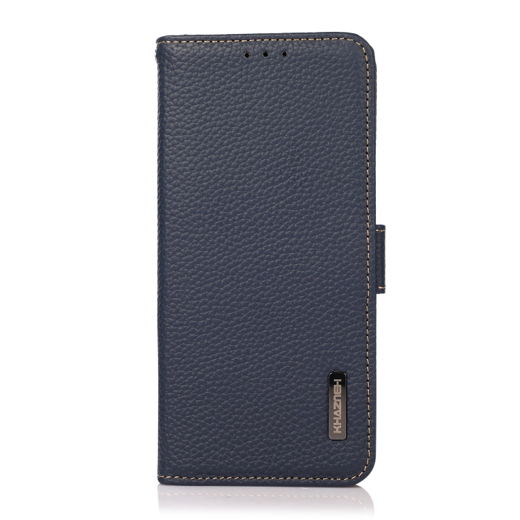 Funda para OnePlus 11 Khazneh Side-Magnetic Litchi Cuero Genuino Rfid (Azul)
