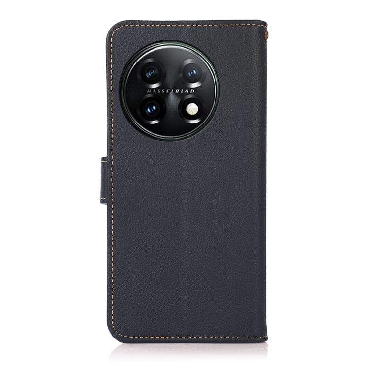 Funda de Cuero Genuino para OnePlus 11 Khazneh Custer Texture con RFID (Azul)