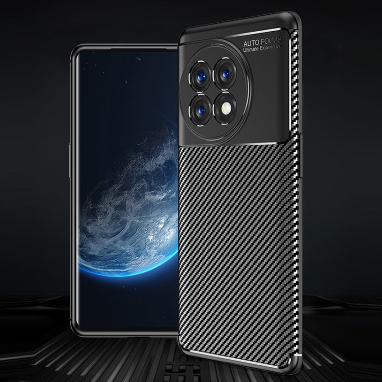 Funda de Teléfono TPU para OnePlus Ace 2 5G / 11R con Textura de Fibra de Carbono a Prueba de Golpes (Negro)