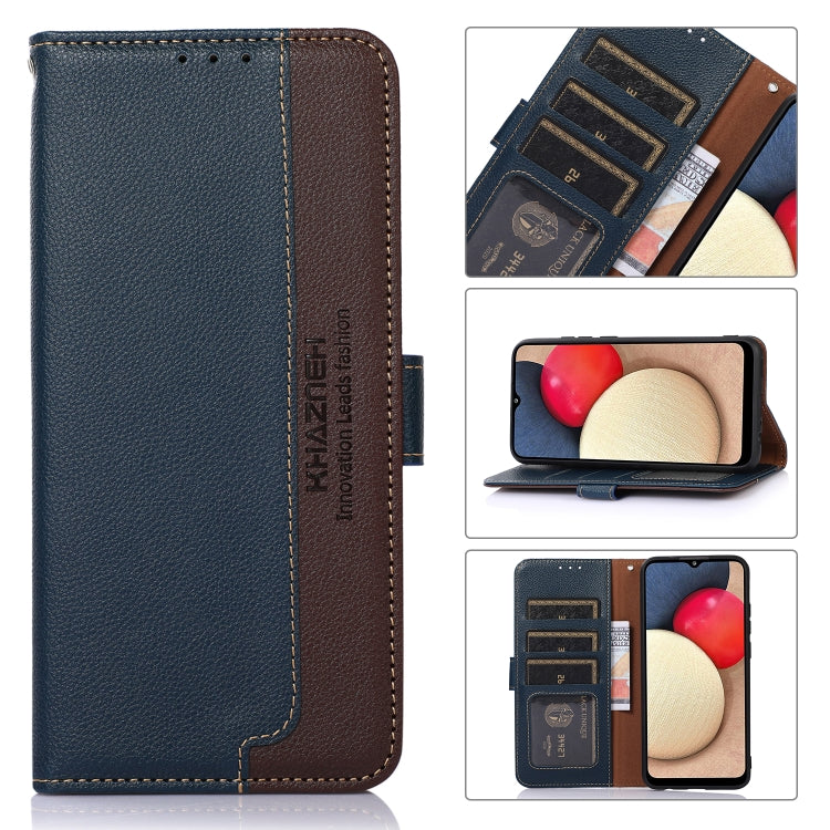 Funda para OnePlus 11 Khazneh Litchi Texture Leather con RFID (Azul)