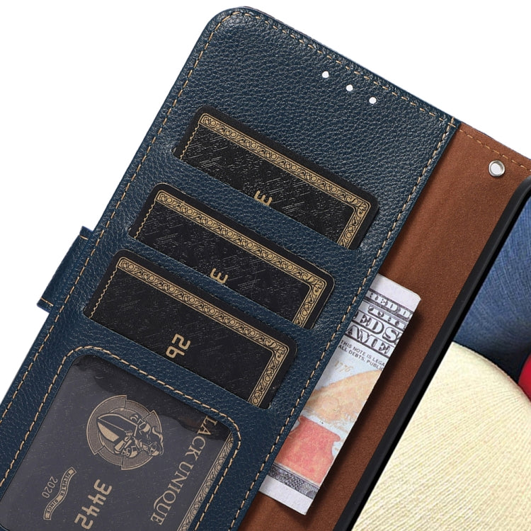 Funda para OnePlus 11 Khazneh Litchi Texture Leather con RFID (Azul)