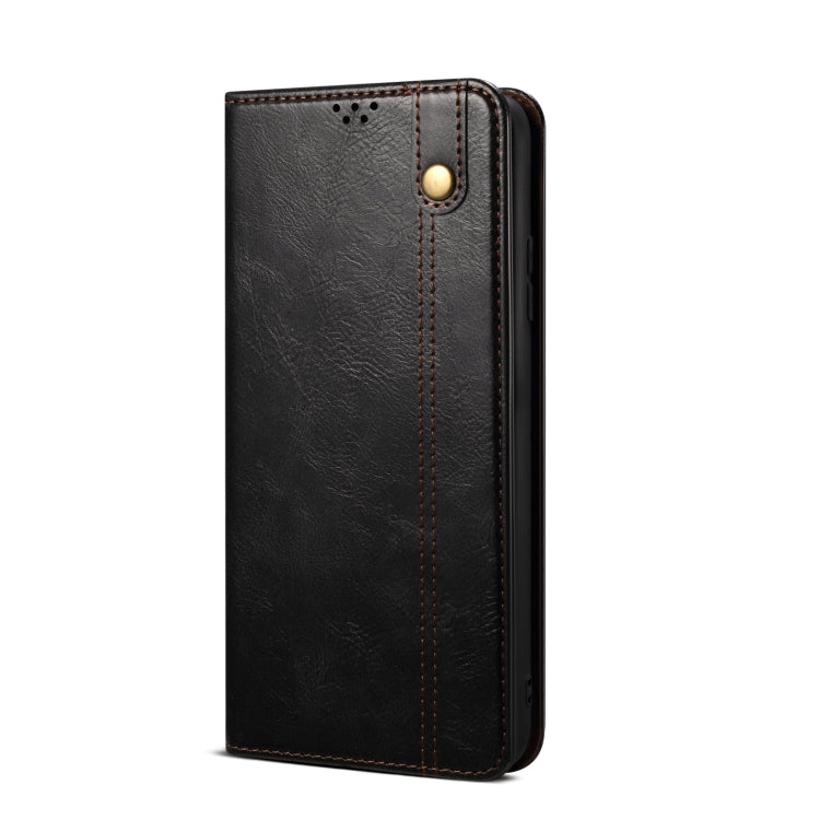 Funda de Cuero para Teléfono OnePlus 11R Oil Wax Crazy Horse Texture (Negro)