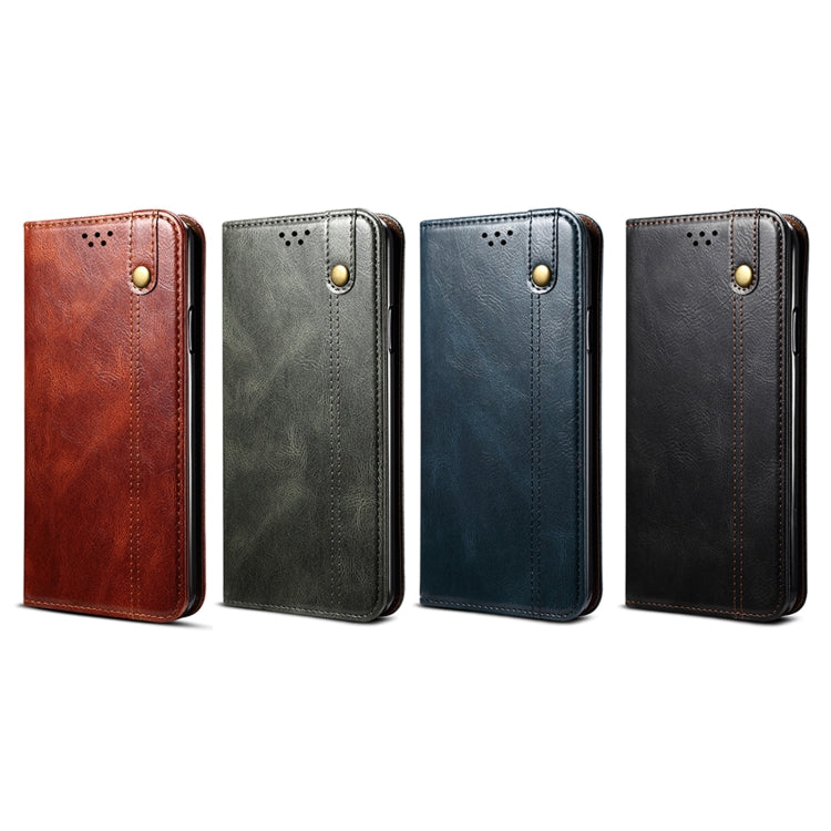 Funda de Cuero para Teléfono OnePlus 11R Oil Wax Crazy Horse Texture (Negro)