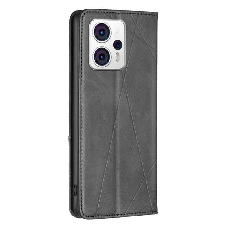 Estuche de Cuero Magnético Invisible Prismático para Motorola Moto G13 4G/G23 4G/G53 5G (Negro)