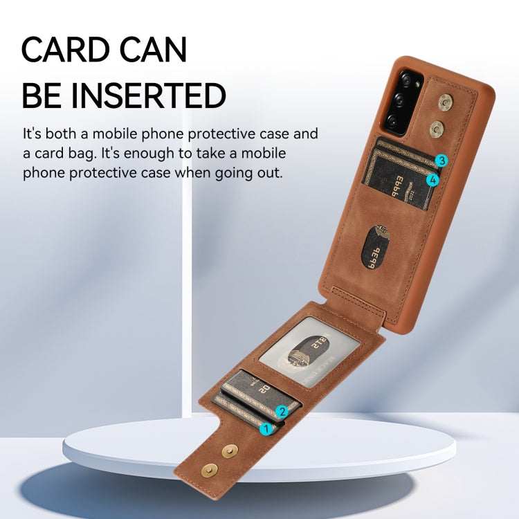 Para Samsung Galaxy S20 Armor Ring Wallet Funda trasera para teléfono (marrón)