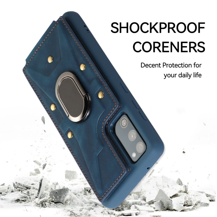Para Samsung Galaxy S20 Ultra Armor Ring Wallet Back Cover Phone Case (Azul)