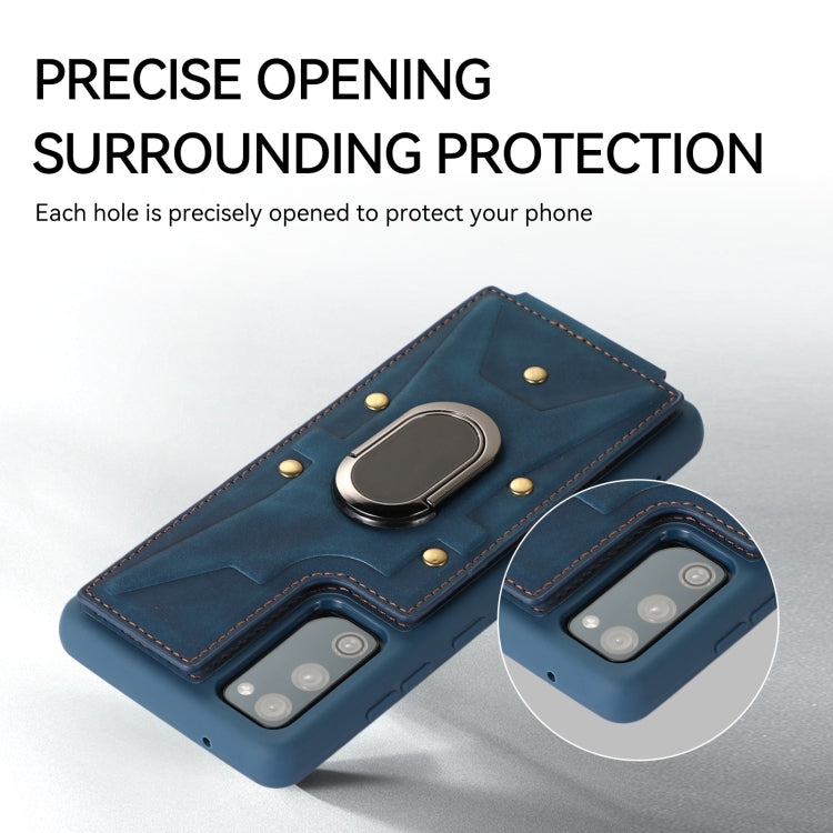 Para Samsung Galaxy S20 Ultra Armor Ring Wallet Back Cover Phone Case (Azul)