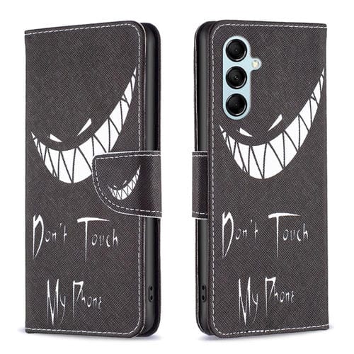 Para Samsung Galaxy M14 5G Estuche de teléfono de cuero con patrón de dibujo coloreado (Smirk)