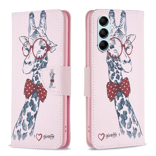 Para Samsung Galaxy M14 5G Estuche para teléfono de cuero con patrón de dibujo coloreado (ciervo)