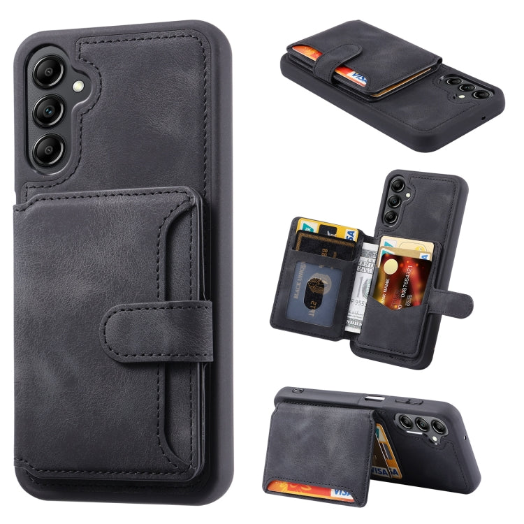 Para Samsung Galaxy A54 5G Skin Feel Dream Cepillo antirrobo a prueba de golpes Funda para tarjeta de piel portátil Funda para teléfono (Negro)