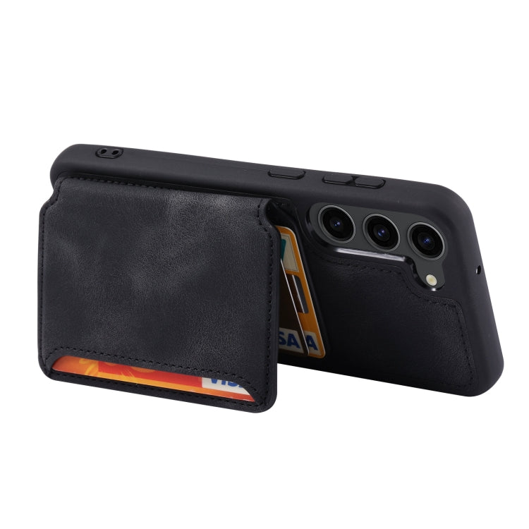 Para Samsung Galaxy S23 5G Skin Feel Dream Cepillo antirrobo a prueba de golpes Funda para tarjeta de piel portátil Funda para teléfono (Negro)