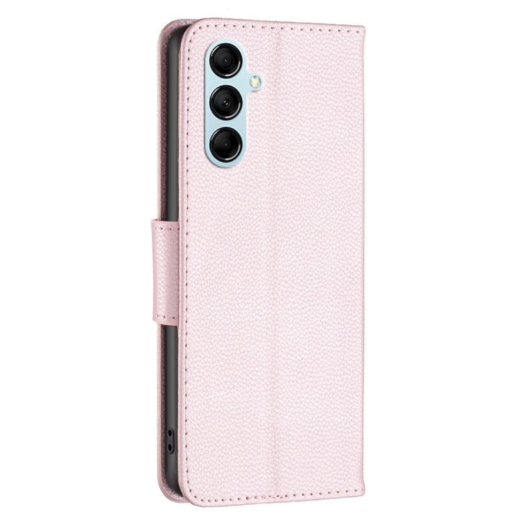 Para Samsung Galaxy M14 5G Litchi Texture Pure Color Funda de cuero para teléfono (Oro rosa)