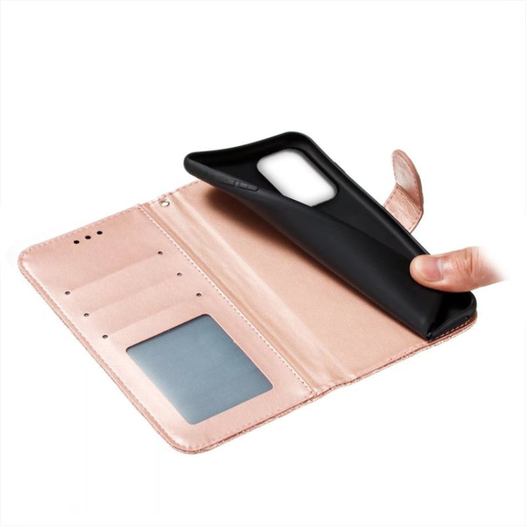 Para Samsung Galaxy A14 4G Flor de encaje en relieve Flip Funda de cuero para teléfono (Oro rosa)