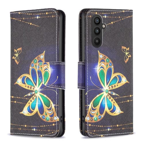 Para Samsung Galaxy A24 4G Caja de teléfono de cuero con dibujo coloreado (Mariposa grande)