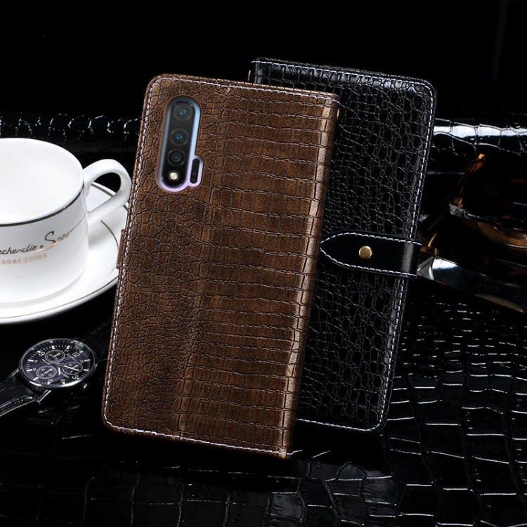 Para Huawei Nova 6 idewei Funda de cuero con tapa horizontal con textura de cocodrilo con soporte, ranuras para tarjetas y billetera (azul oscuro)