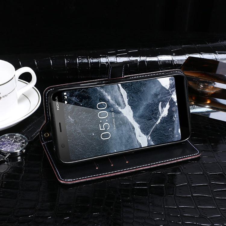 Para Nokia 5.1 idewei Funda de cuero con tapa horizontal con textura de cocodrilo con soporte, ranuras para tarjetas y billetera (azul oscuro)