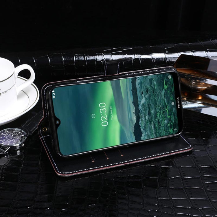 Para Nokia 2.3 idewei Funda de cuero con tapa horizontal con textura de cocodrilo con soporte, ranuras para tarjetas y billetera (azul oscuro)