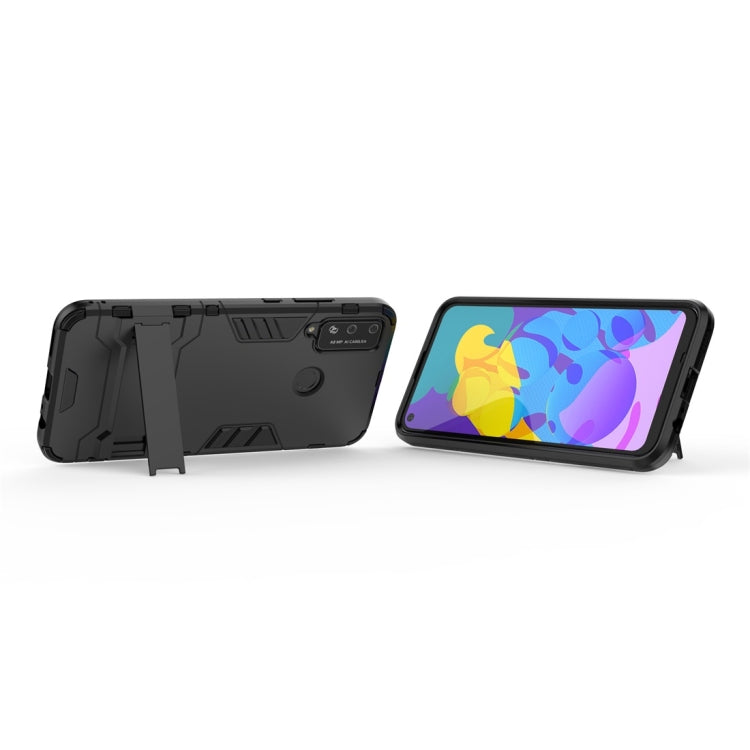 Para Huawei Honor Play 4T PC + TPU Funda protectora a prueba de golpes con soporte invisible (Negro)