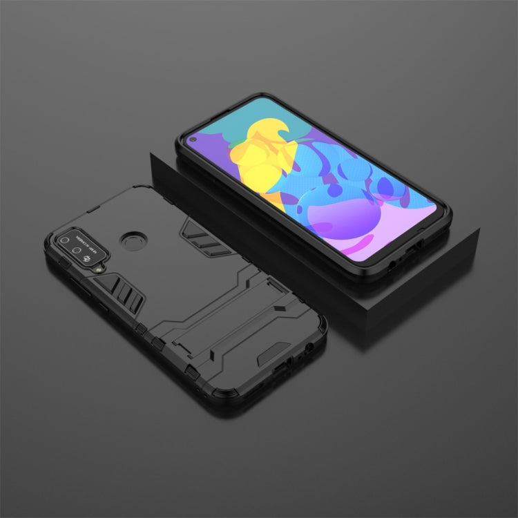 Para Huawei Honor Play 4T PC + TPU Funda protectora a prueba de golpes con soporte invisible (Negro)