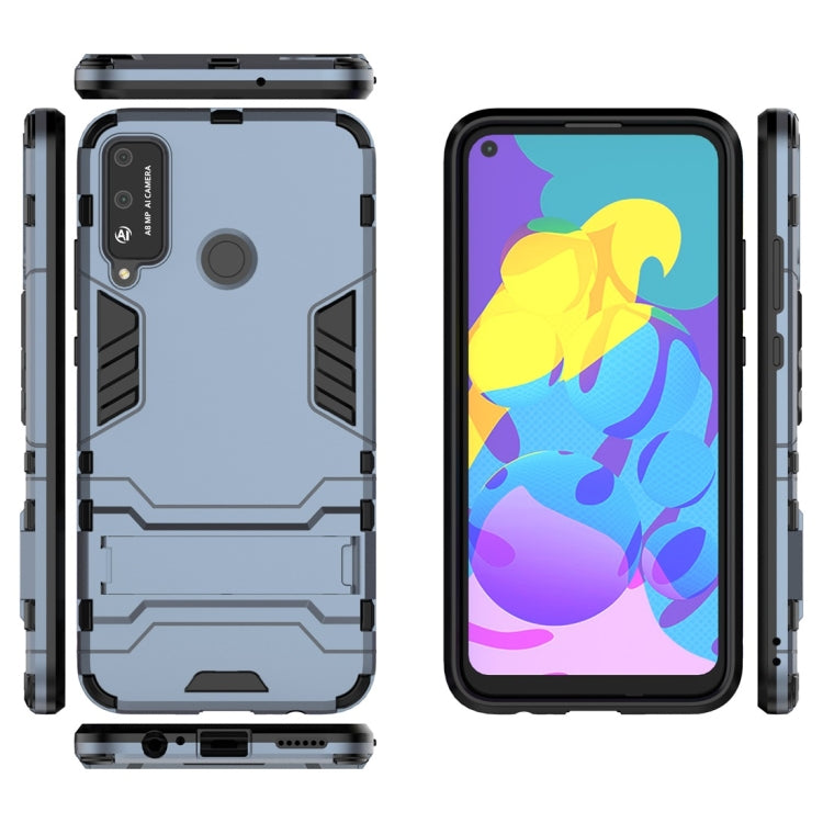 Para Huawei Honor Play 4T PC + TPU Funda protectora a prueba de golpes con soporte invisible (azul marino)