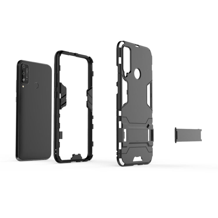 Para Huawei Honor Play 4T PC + TPU Funda protectora a prueba de golpes con soporte invisible (azul marino)
