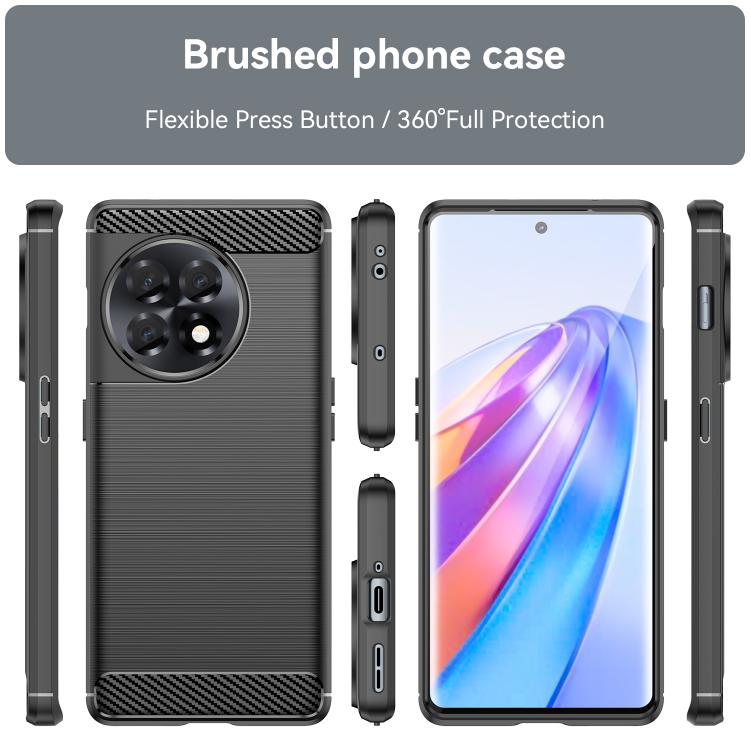 Funda de Teléfono TPU Fibra de Carbono para OnePlus 11R con Textura Cepillada (Negro)